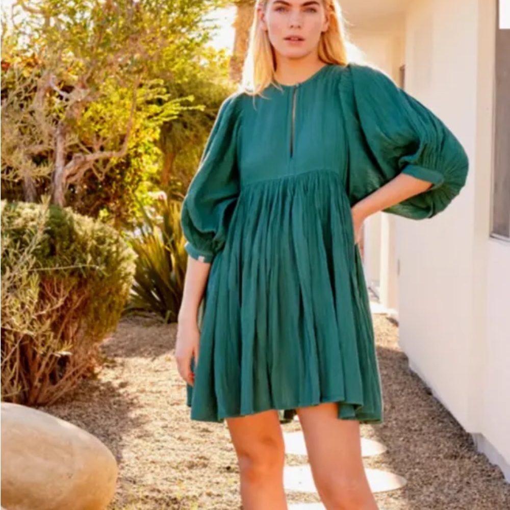 Anthropologie Sundry Blue Casual flowy dress with Bishop Sleeves